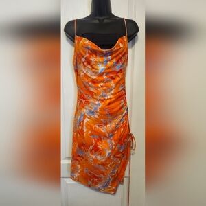 Blanc Clothing Orange and Blue Patterned Coverup Size Large EUC